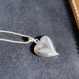 Sterling Silver & Diamond Heart Pendant with Chain